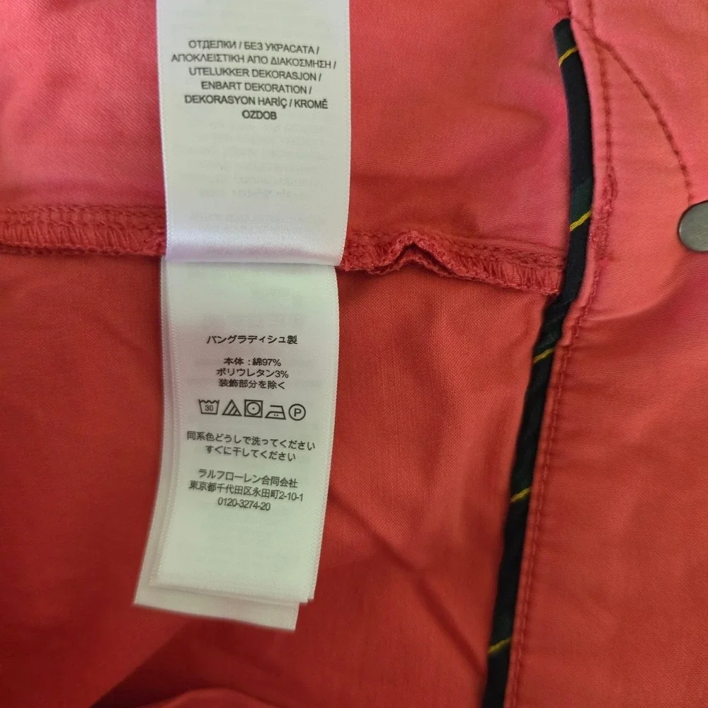 Polo Ralph Lauren Mens Varick Slim Straight Pants Red Salmon Pink 42B x 32